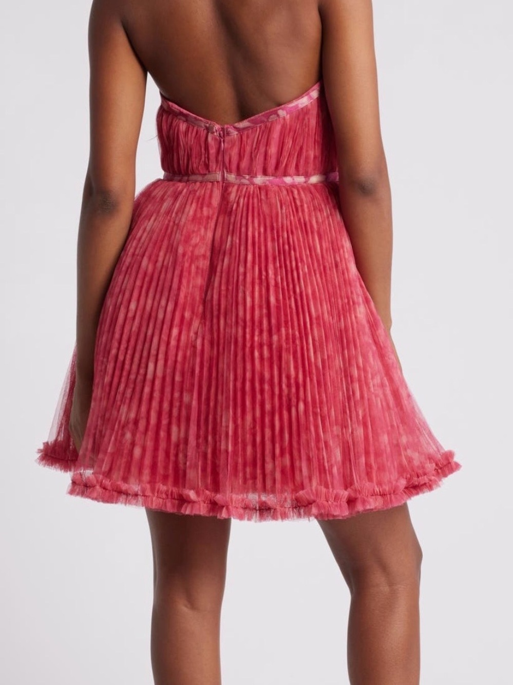 Hutch Strapless Pleated Tulle Dress in Rose Pink